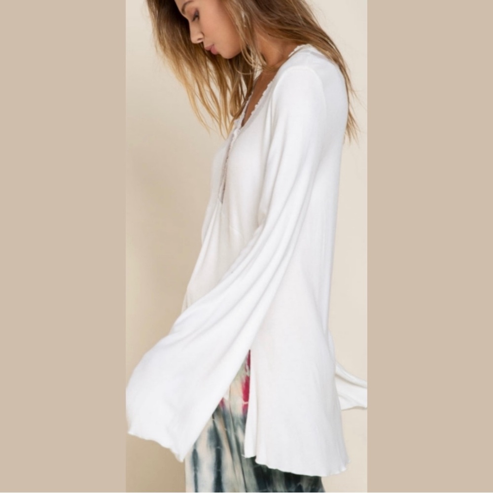 POL Ivory Lace Trimmed Long Sleeve Tee! - Picture 3 of 7